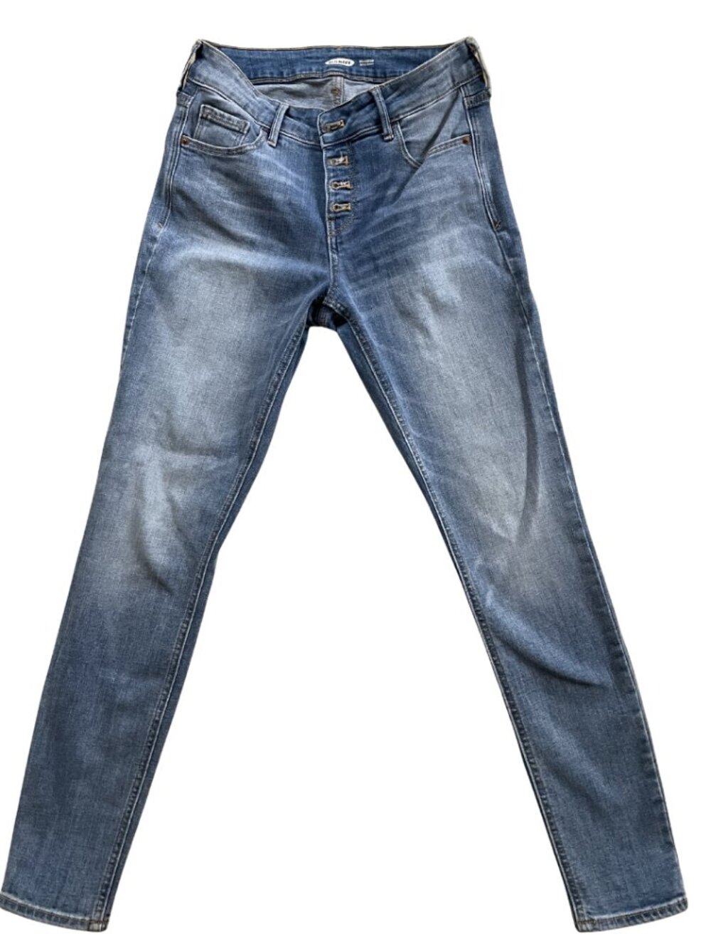 Old Navy Rockstar Super Skinny Jeans Button Fly Mid Rise Blue Denim Size 4 / 27